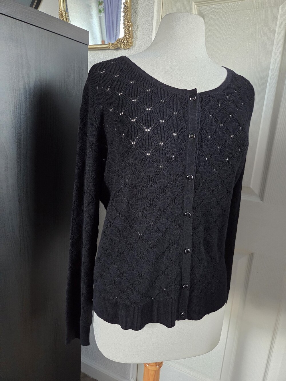 Black Cardigan Button Down Sweater